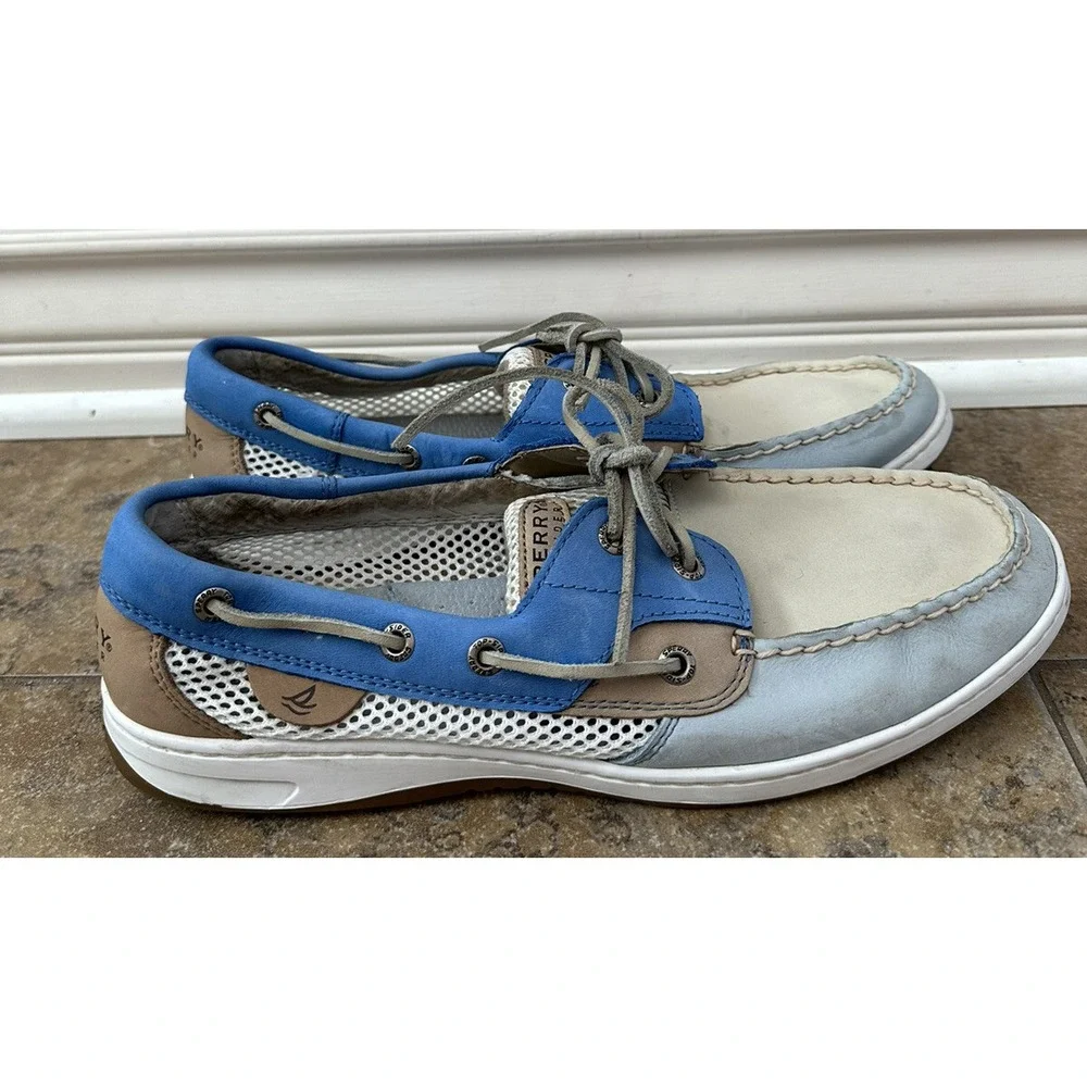 NIB Sperry Top-Sider Bluefish Blue/White Open Boat Shoes Womens Sz 11 M